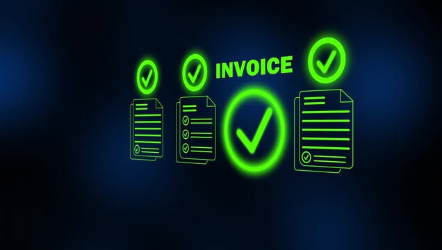 Digital Invoice Verification Animation Showcasing Quality Assurance Billing Compliance and Efficient Financial Management Systems for Modern Business 3d