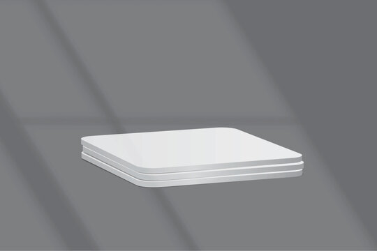Bank white square coasters with rounded corners and soft shadows, creating a clean mockup for beverage branding, cafe menus, packaging, tabletop products, cup holder, table surface protector and Ads
