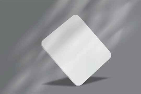 Bank white square coasters with rounded corners and soft shadows, creating a clean mockup for beverage branding, cafe menus, packaging, tabletop products, cup holder, table surface protector and Ads