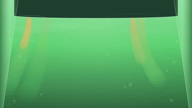 Indicator drops falling into a flask shifting color seamless loop