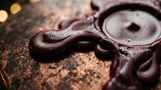 Copy space template background of melting dark wax seal