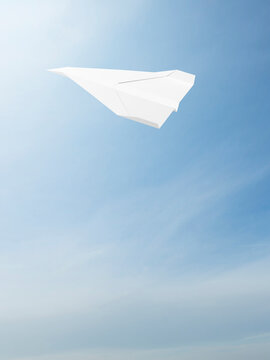Paper plane, copy space, 3D Rendering