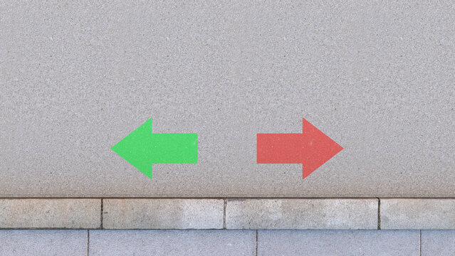 Two arrows on the road, 3d rendering