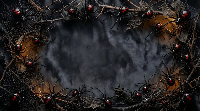 Abstract dark background with a textured central space framed by intricate metallic and organic patterns