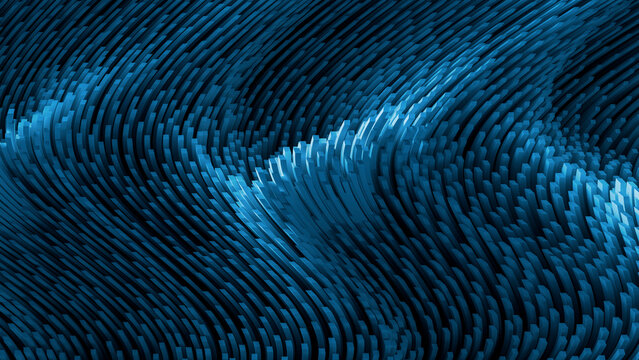 The abstract blue wave pattern creates a dynamic digital texture