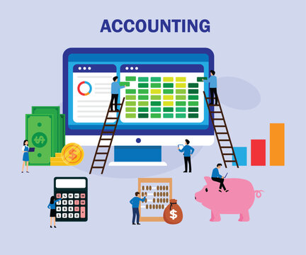 Business Accounting and Online Financial Data Audit 2d flat vector illustration
