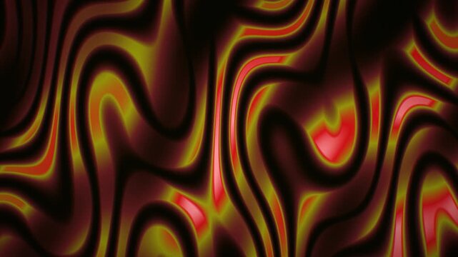 Seamless 3D loop animation of psychedelic liquid waves with neon gradient glow. Abstract wavy distortion pattern for motion backdrops and visuals.