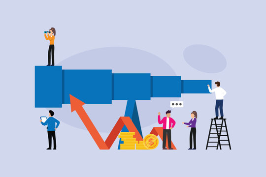 Business Vision, Financial Forecasting, and Strategic Planning 2d flat vector illustration