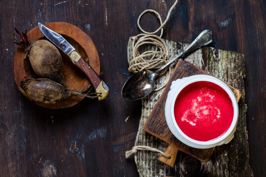 Bowl of beetroot soup