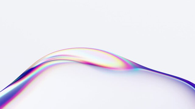 Iridescent wavy liquid with color refraction effect, 4k seamless loop 3d animation