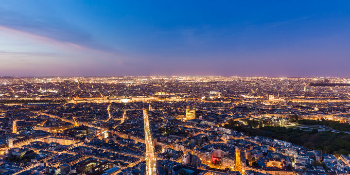 France, Paris, Illuminated city at night