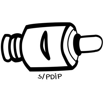 Hand drawn S/PDIF optical audio connector illustration, suitable for digital audio, sound systems, computers, home entertainment and electronic technology concepts.