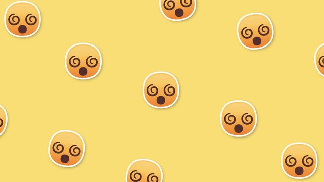 Seamless looping animation of dizzy spiral-eyed emojis