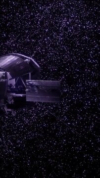 Parker Solar Probe journeying through deep space, capturing data about the Sun. Star filled background highlights the vastness of the universe in this breathtaking moment.