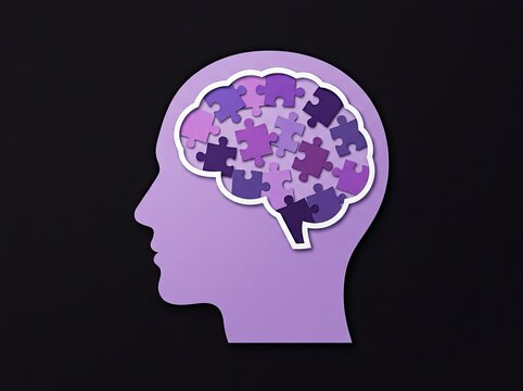 Paper head profile with puzzle piece brain suitable for mental health media symbolizing memory problem solving and cognitive processes