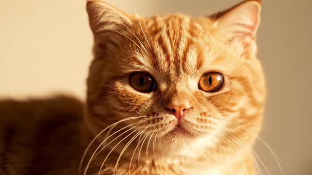 Ginger cat with contrasting pupil dilation in changing light. Feline eye movement and adaptation to environmental conditions.
