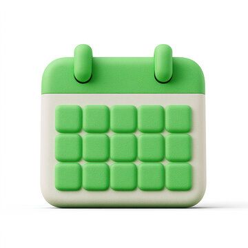 Stylized calendar icon with green top and white grid