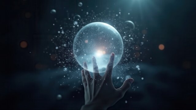 Filter bubble bursting revealing wider perspective, echo chamber breaking concept powerful meaningful, media awareness visual stunning symbolic