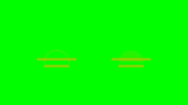 Orange sunrise and sunset sun icons on green background