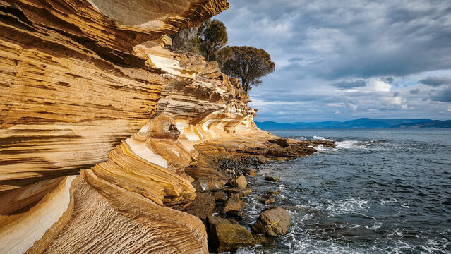Painted Cliffs on Maria Island National Park, Tasmania, Australia
