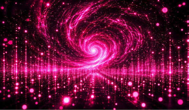 Neon pink cosmic vortex swirl background
