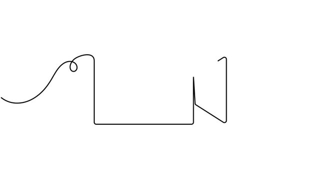 Animated video camera with play button icon sign continuous one line drawing moving on white background animation video