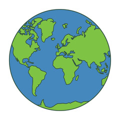 Obraz premium World globe map earth planet blue green continents