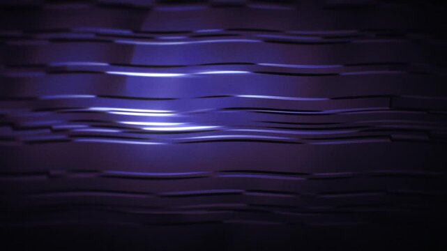 Purple-blue smoke waves pulse through embossed glitch grain, a dark seamless loop for album art or a sci-fi podcast cover.