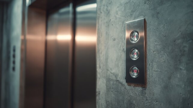 A closeup shot of elevator buttons