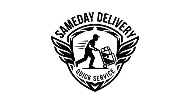 Sameday Delivery Quick Service Shield Logo Vector Template
