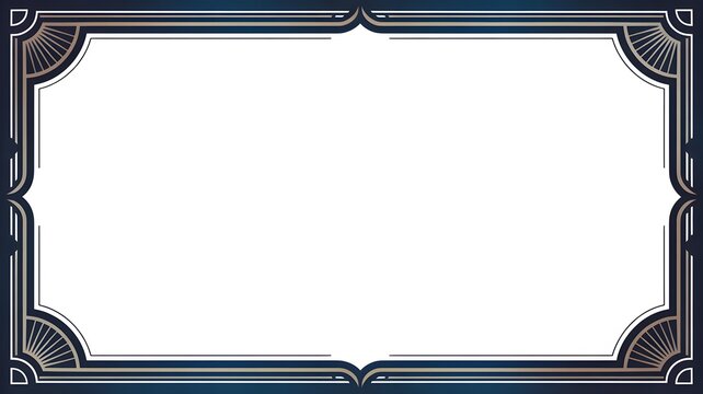 Art deco vintage border frame with elegant geometric lines and sophisticated dark blue gold accents design