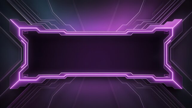 Glowing purple futuristic frame featuring geometric circuits and sleek metallic borders for advanced digital technology presentations