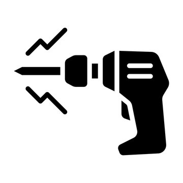 Power Drill Icon - Solid Black