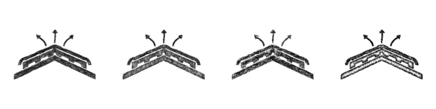 Sketch ridge vent icon design set