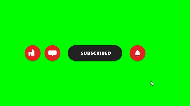 Red subscribe button with like comment and bell icon
