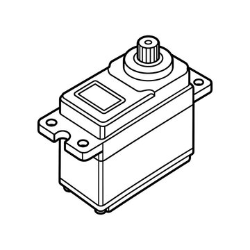 Servo Motor Educational STEM Robotics Mechatronics Component Illustration Isolated on White Background