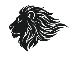 Fototapeta premium Black silhouette of lion head