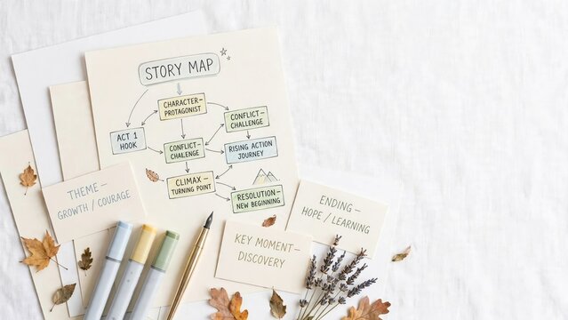Story Map Brainstorming Template: Narrative Planning & Idea Mapping