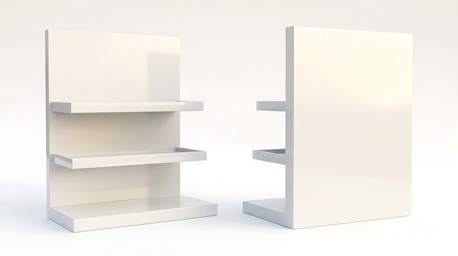 Clean White Retail Display Shelving Units for Product Presentation