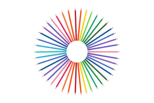 Colorful Pencils Arranged in a Circle
