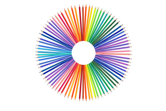 Colorful Pencils Arranged in a Circle