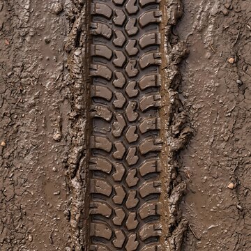 Deep tire tracks in thick wet mud texture, extreme off-road terrain