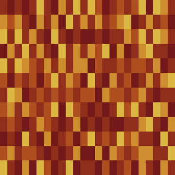 Warm Amber Orange Pixel Mosaic Geometric Seamless Pattern