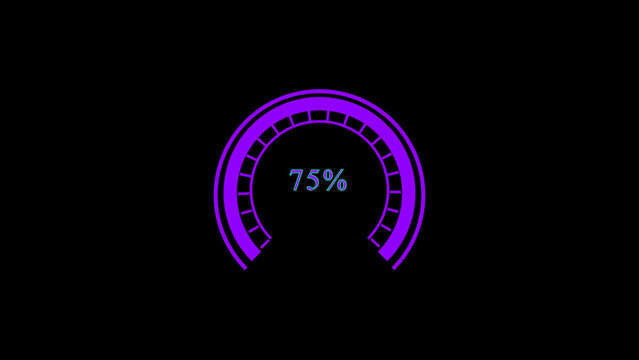 Purple loading bar with 75 percent progress on black background progress bar percentage