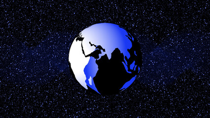 Fototapeta premium Blue and White Earth Globe in Starry Space Background planet world