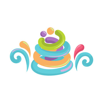 Colorful abstract stacked rings and swirls