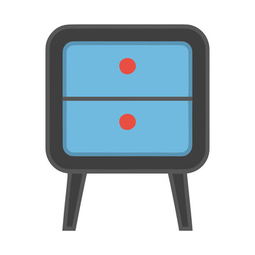 Two drawer nightstand with red knobs