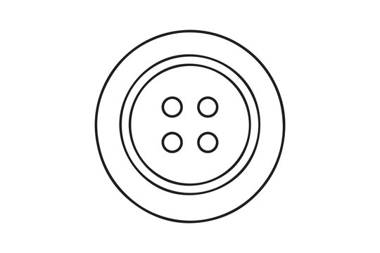 A clean, minimalist black and white outline vector illustration of a four-hole clothing button, ideal for sewing, tailoring, fashion, and craft-related designs.