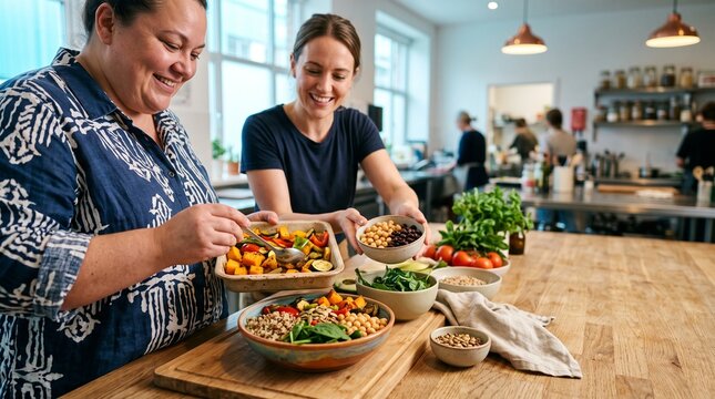 Shared meal preparation during an inclusive nutrition consultation