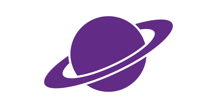 Purple planet saturn silhouette representing space and solar system.